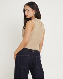 Subtitled - Meryl Ribbed Collar Knit Top