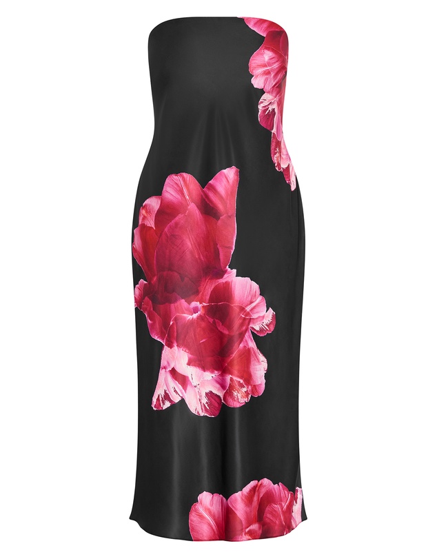 City Chic - Plus size Amari Fleur Print Slip Dress - black