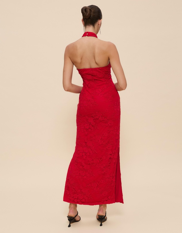 CHANCERY - Lara Lace High Neck Halter Maxi Dress