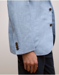 Trenery - Regular Fit Yarn Dyed Linen Blazer in Dusty Blue