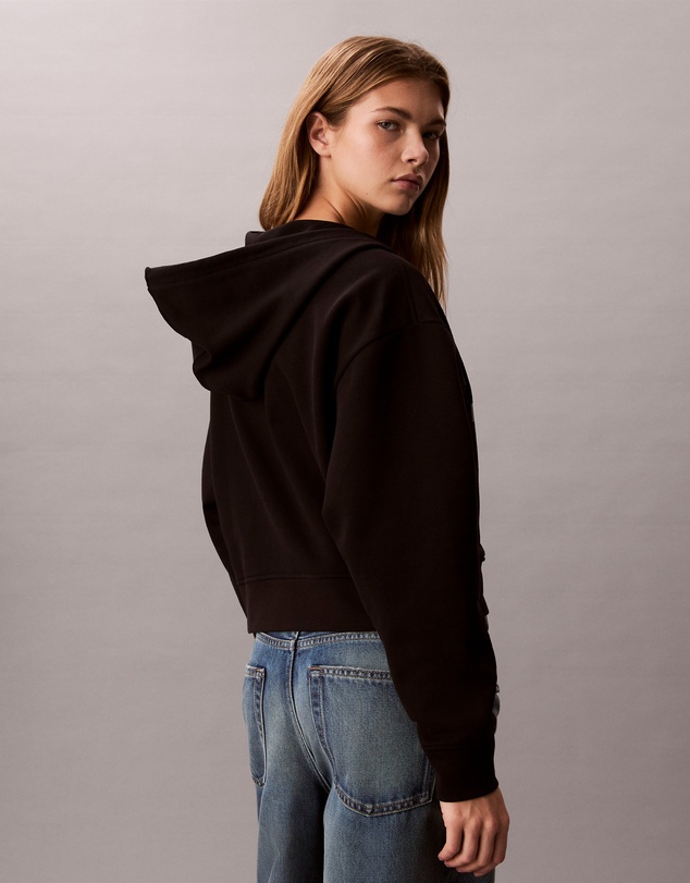 Calvin Klein Jeans - Cropped Monogram Zip-Up Hoodie