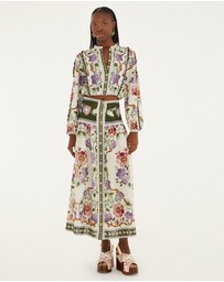 Farm Rio - Rococo Flowers Cream Midi Skirt