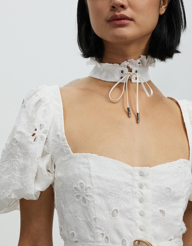 Asilio - Tiered Puff Sleeve Broderie Mini Dress