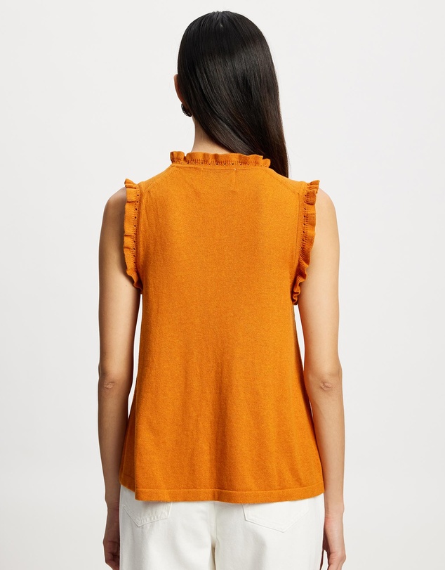 Lindsay Nicholas New York - Frill Crew Neck Shell Top