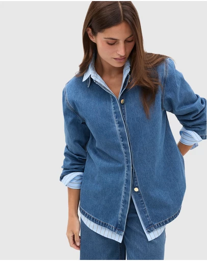 Seed Heritage - Denim Concealed Placket Shirt