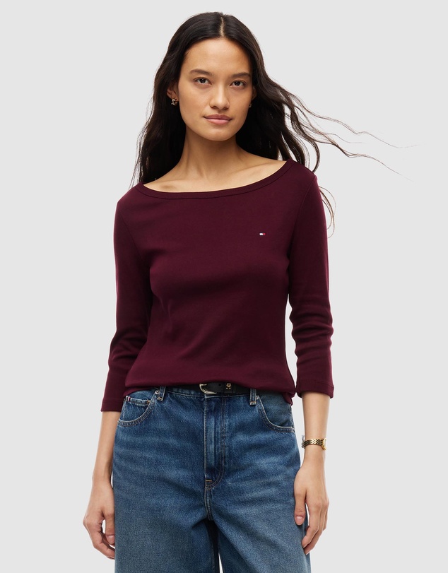 Tommy Hilfiger - Slim Boat Neck Three-Quarter Sleeve T-Shirt