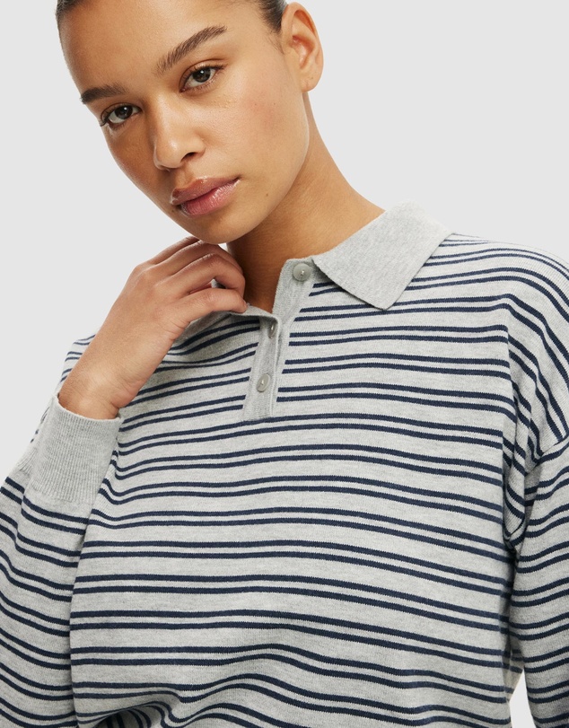 Cotton On - Boxy LS Polo Knit