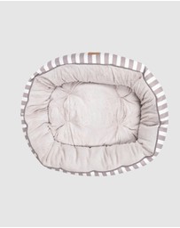 Mog & Bone - 4 Seasons Reversible Circular Dog Bed - Latte Hamptons Stripe Print