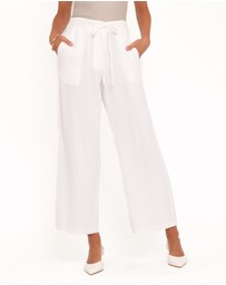 Petal & Pup - Andrew Wide Leg Linen Blend Pant - White