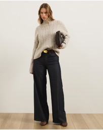 Atmos&Here - Orla Funnel Neck Chunky Cable Knit Jumper