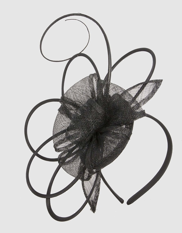 Max Alexander - Sinamay Black Flower Racing Fascinator