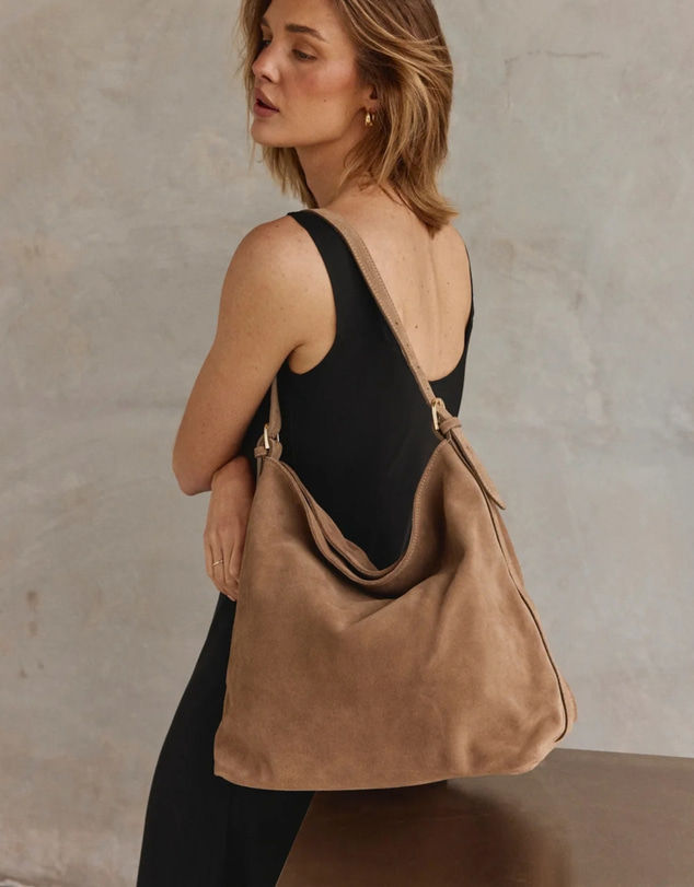 VESTIRSI - Savannah Brown Suede Hobo Bag