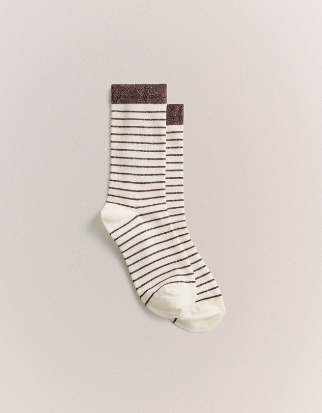 Trenery - Metallic Stripe Sock in Dark Plum
