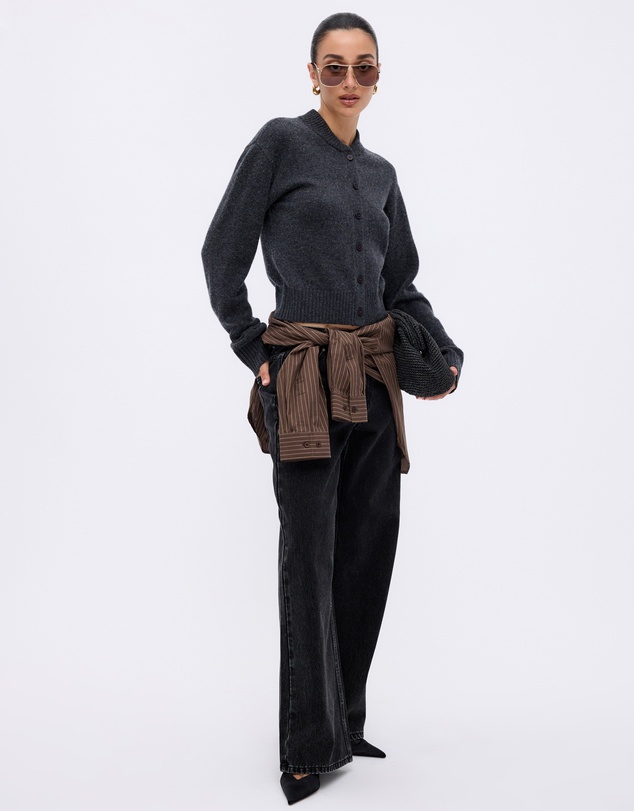 Minima Esenciales - Alma Wool Cashmere Blend Knit Bomber Cardigan