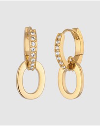 Elli Jewelry - Earrings Hoops Crystal Circle 925 Sterling Silver Gold-Plated