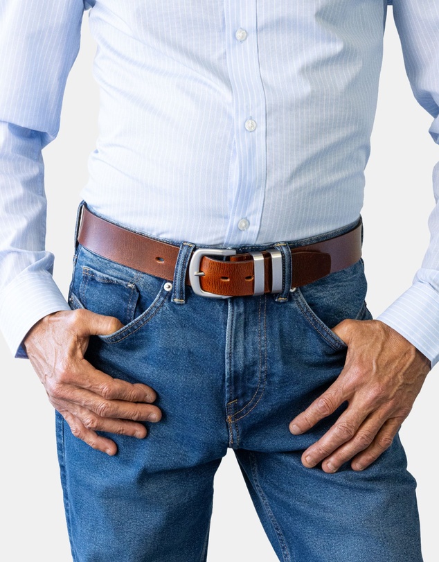 Buckle - Stockman. Australian Made Full Grain Natural Leather Belt. 38mm width.