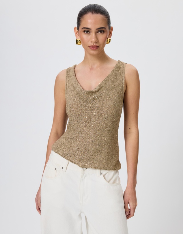Tussah - Emilia Sequin Knit Cowl Neck Top