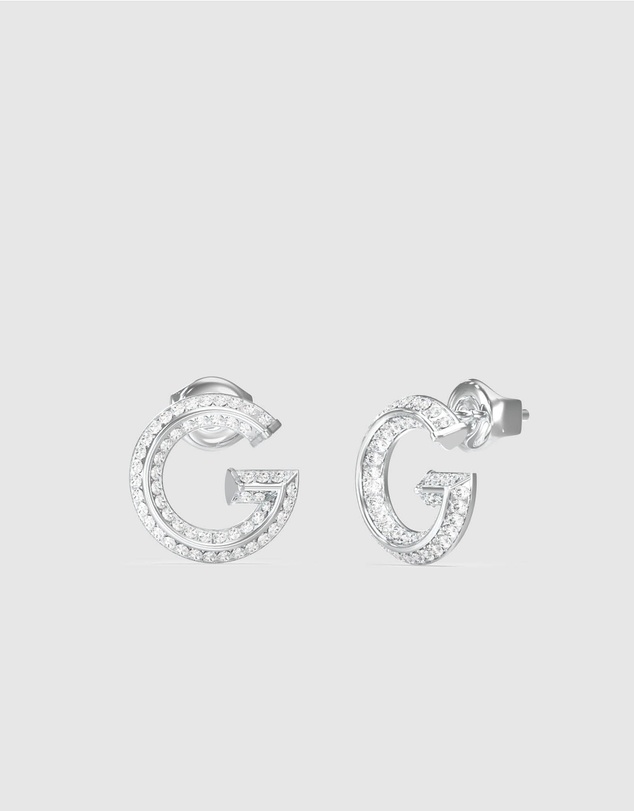 GUESS - Silver-Tone G Crystal Stud Earrings