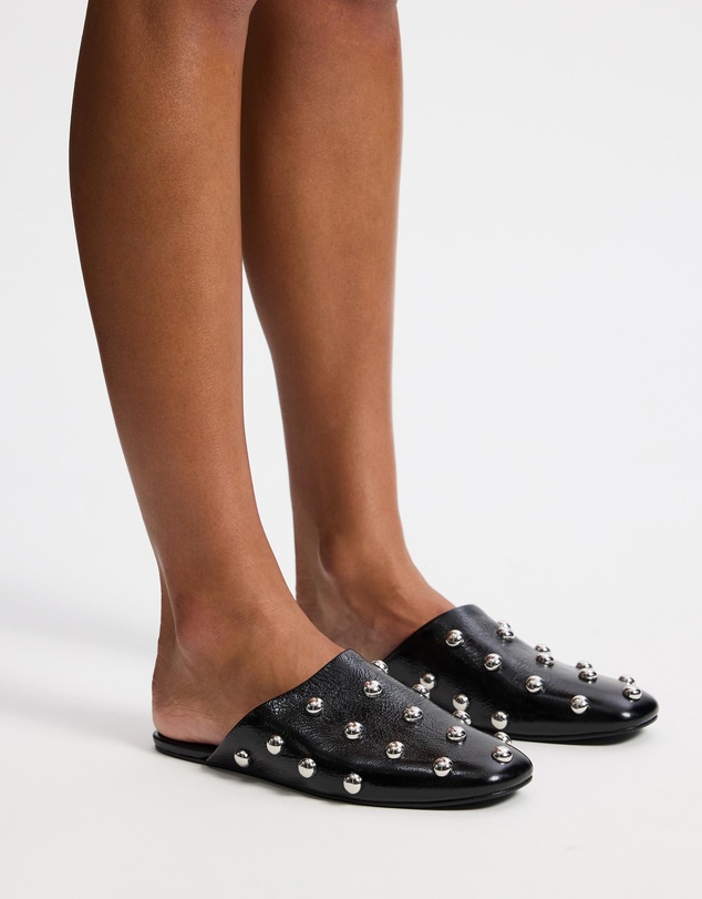 AERE - Lola Leather Stud Flats
