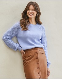 Sosandar - Crochet Sleeve Jumper