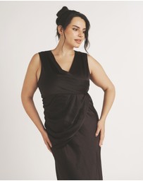 Six Stories - Plunge Drape Detail Satin Bridesmaid Dress