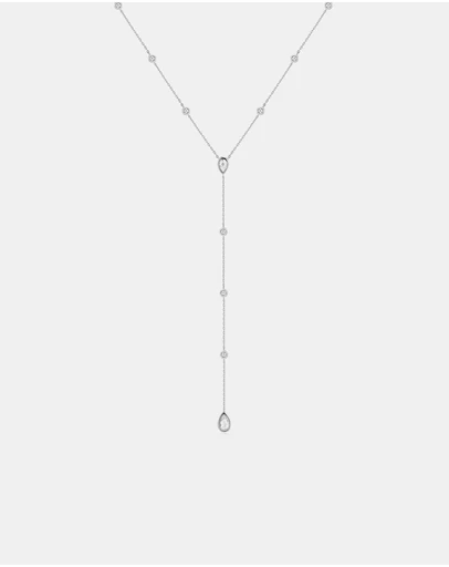 Ania Haie - Silver Round & Teardrop Bezel Station Y Necklace