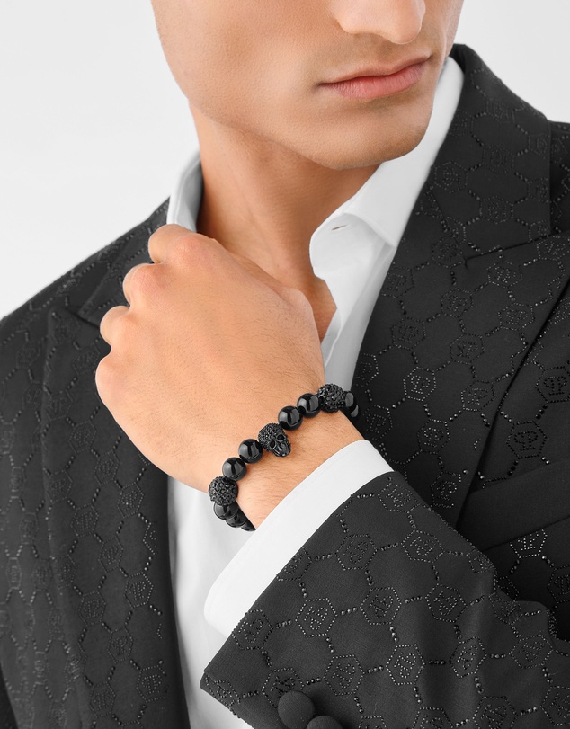 Philipp Plein - PLEIN ELITE IP Black Black Crystals Black Agate bracelet