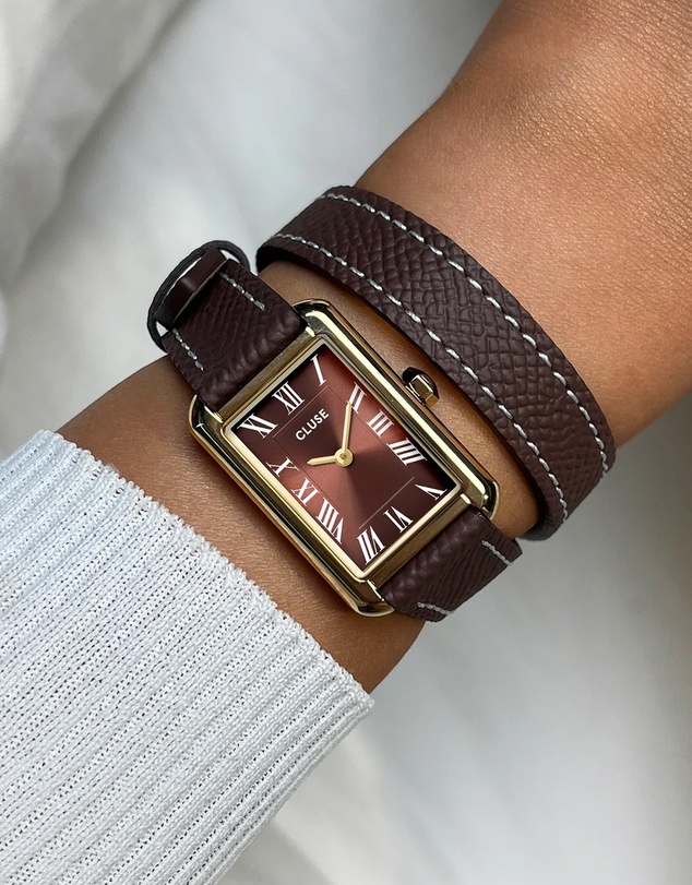 Cluse - Belisenna Watch Double Leather, Mocha, Gold Colour