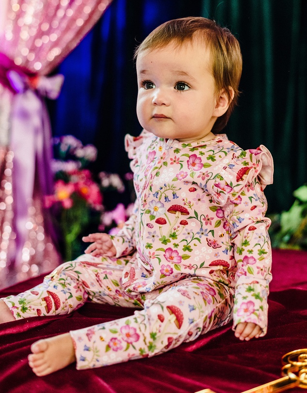 Fleur Harris - 'Toadstool' Precious Frill Coverall in Apricot