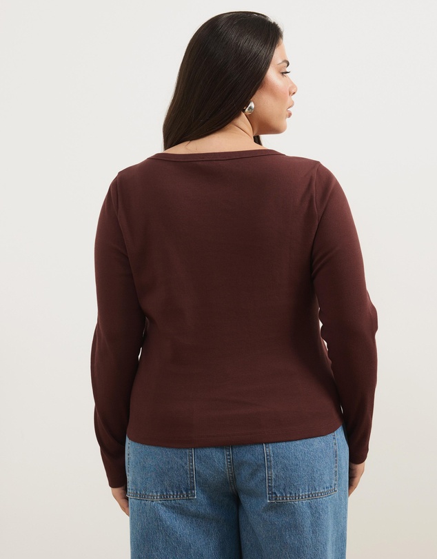 Atmos&Here Curvy - Organic Cotton Rib Scoop Neck Top