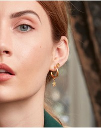 Ottoman Hands - Star Charm Hoop Earrings