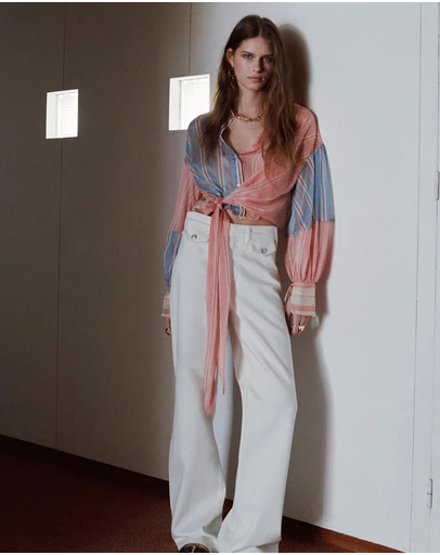 M.N.G - Striped Blouse with Tie Fastening