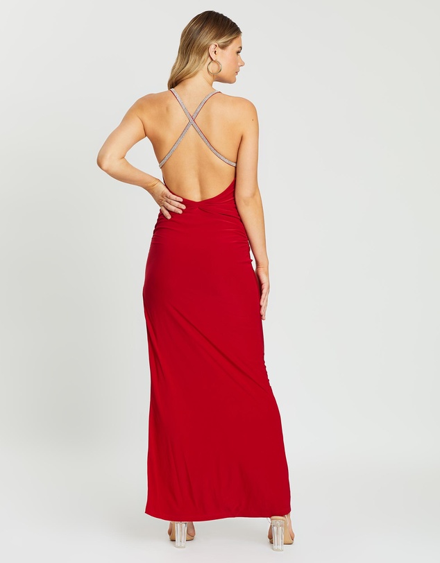SKIVA - Cross Strap Evening Dress With Split