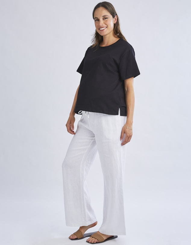 Angel Maternity - Versatile and Comfortable Maternity Cotton Tee in Black