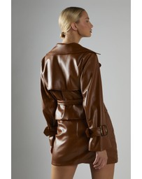 Glamorous - Short belted PU Trench Jacket