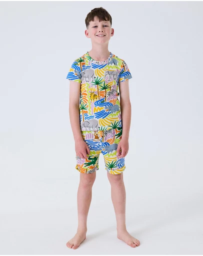 Kip&Co - Savannah Kids Organic Cotton Short Sleeve Tee and Shorts Pyjama Set - Kids