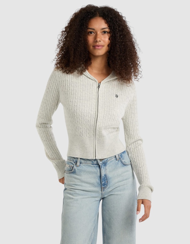 GUESS Jeans - GUESS JEANS Cable-Knit Hooded Cardigan
