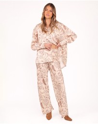 Petal & Pup - Rosalie Satin Pant - Brown Paisley