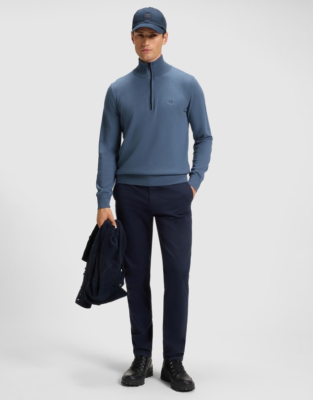 BOSS - Cotton-Cashmere Sweater With Zip Collar