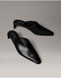 Calvin Klein - Leather Kitten Heel Mules