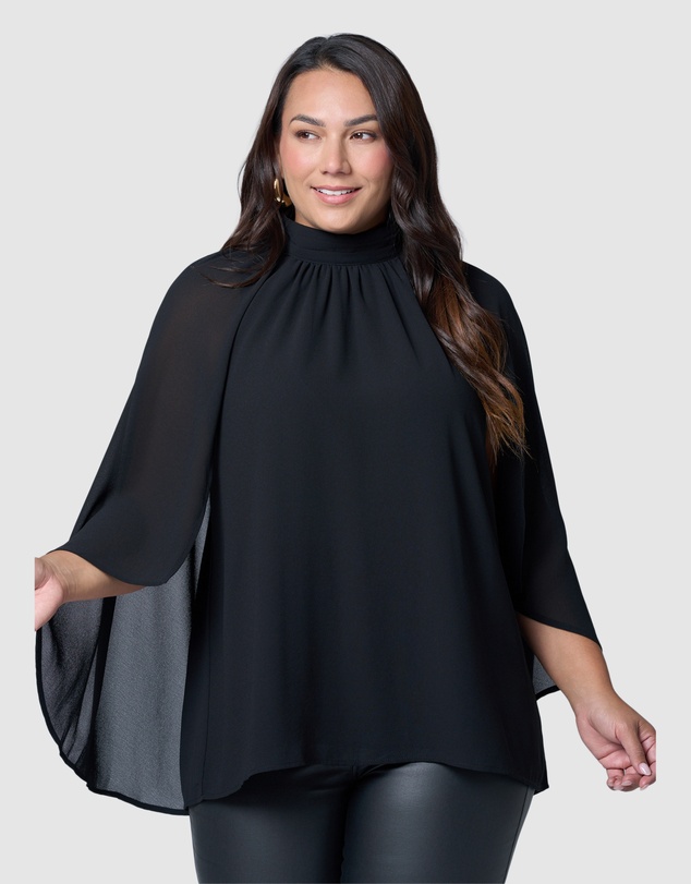Pink Dusk by Curve Project - Fire and Rain Cape Blouse
