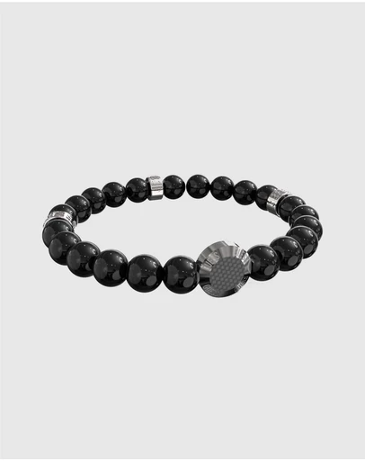 GUESS - Race Tager - Black & Silver Tone Bracelet