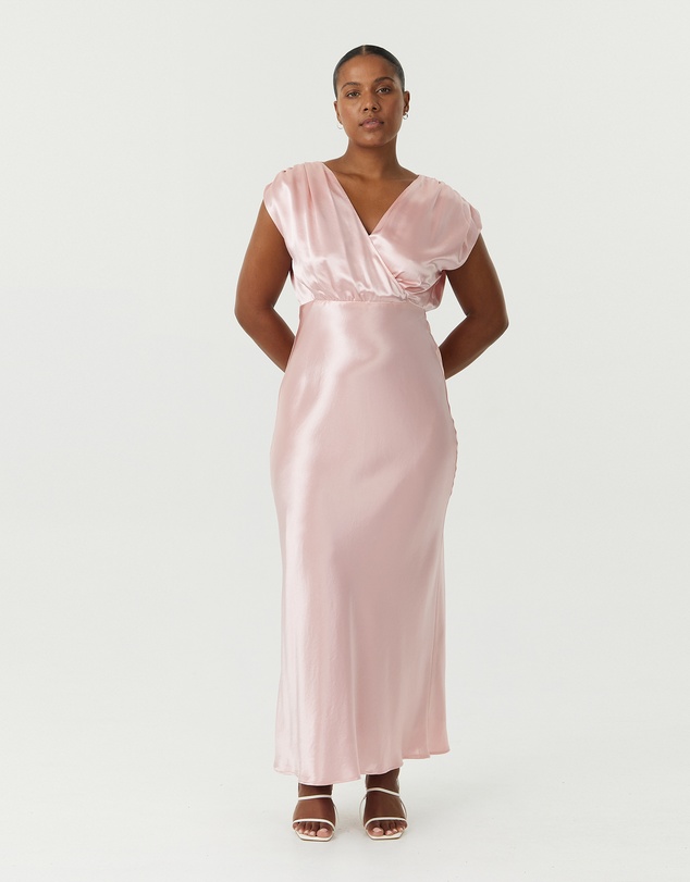 Third Form - Satin Cross Over Gather Dress