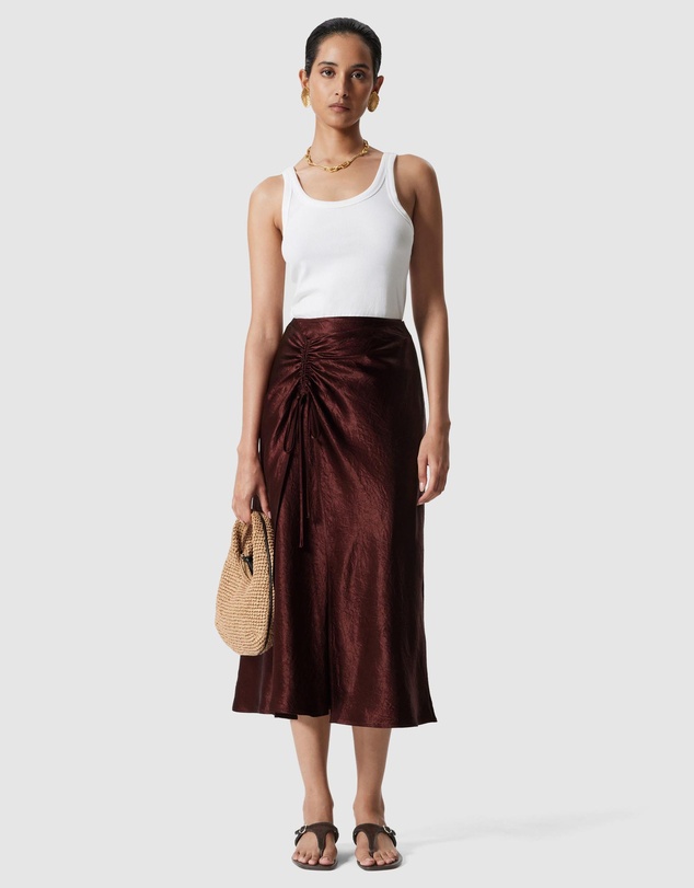& Other Stories - Drawstring Satin Midi Skirt
