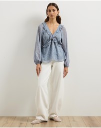 Atmos&Here - Piper V-Neck Ruffle Blouse