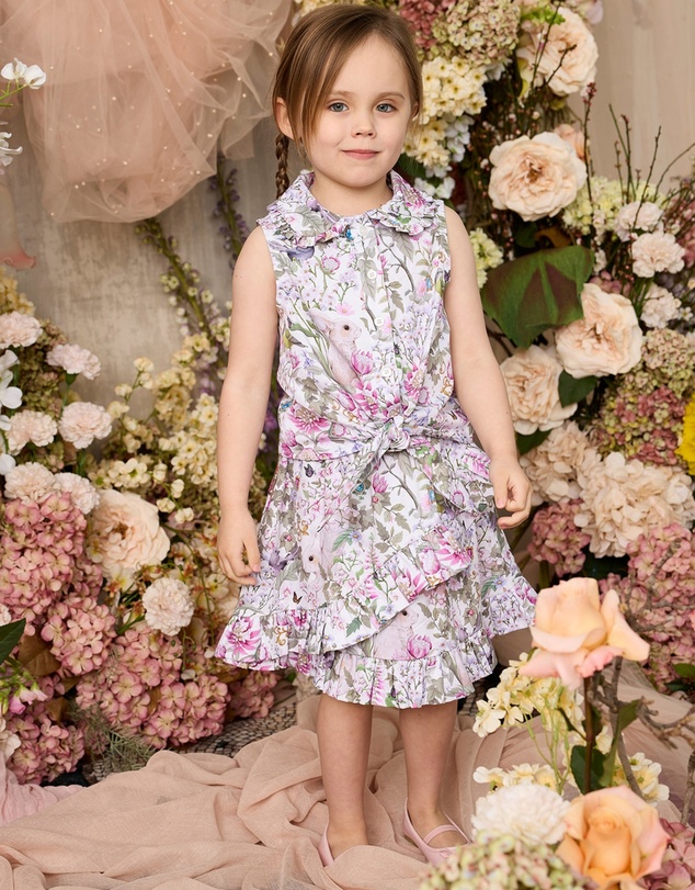 Fleur Harris - 'Heirloom Treasures' Millie Ruffle Skirt in Gardenia