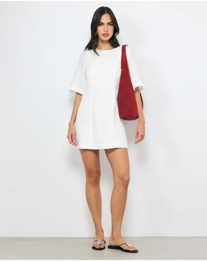 AERE - Atri Seam Detail Linen Mini Dress