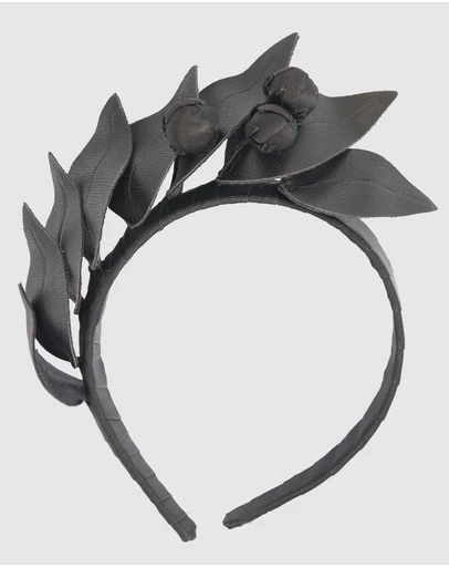 Max Alexander - Black Leather Flowers Headband