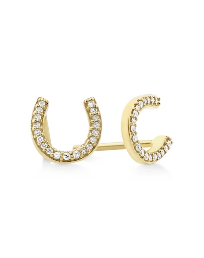 Michael Hill - Mini Horseshoe Earrings with Diamonds in 10kt Yellow Gold
