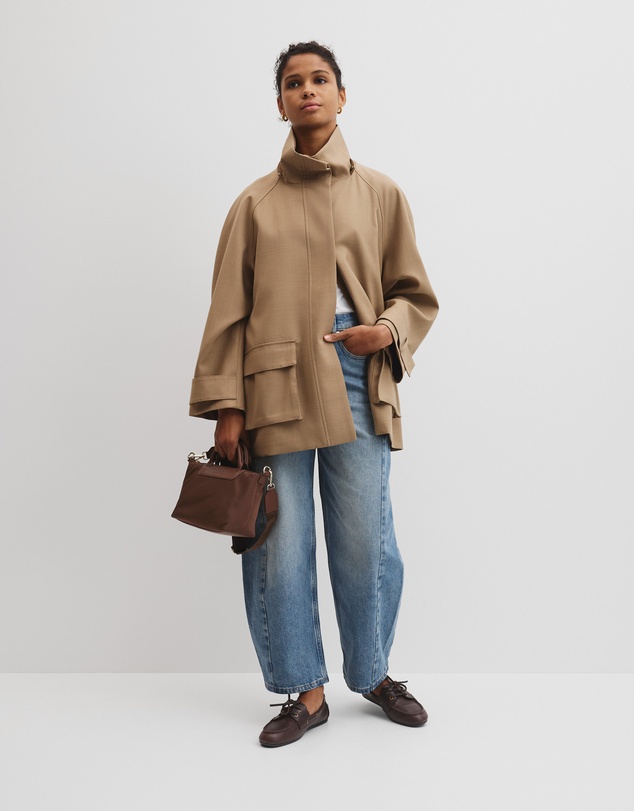 Country Road - Wool Blend Tailored Funnel Coat